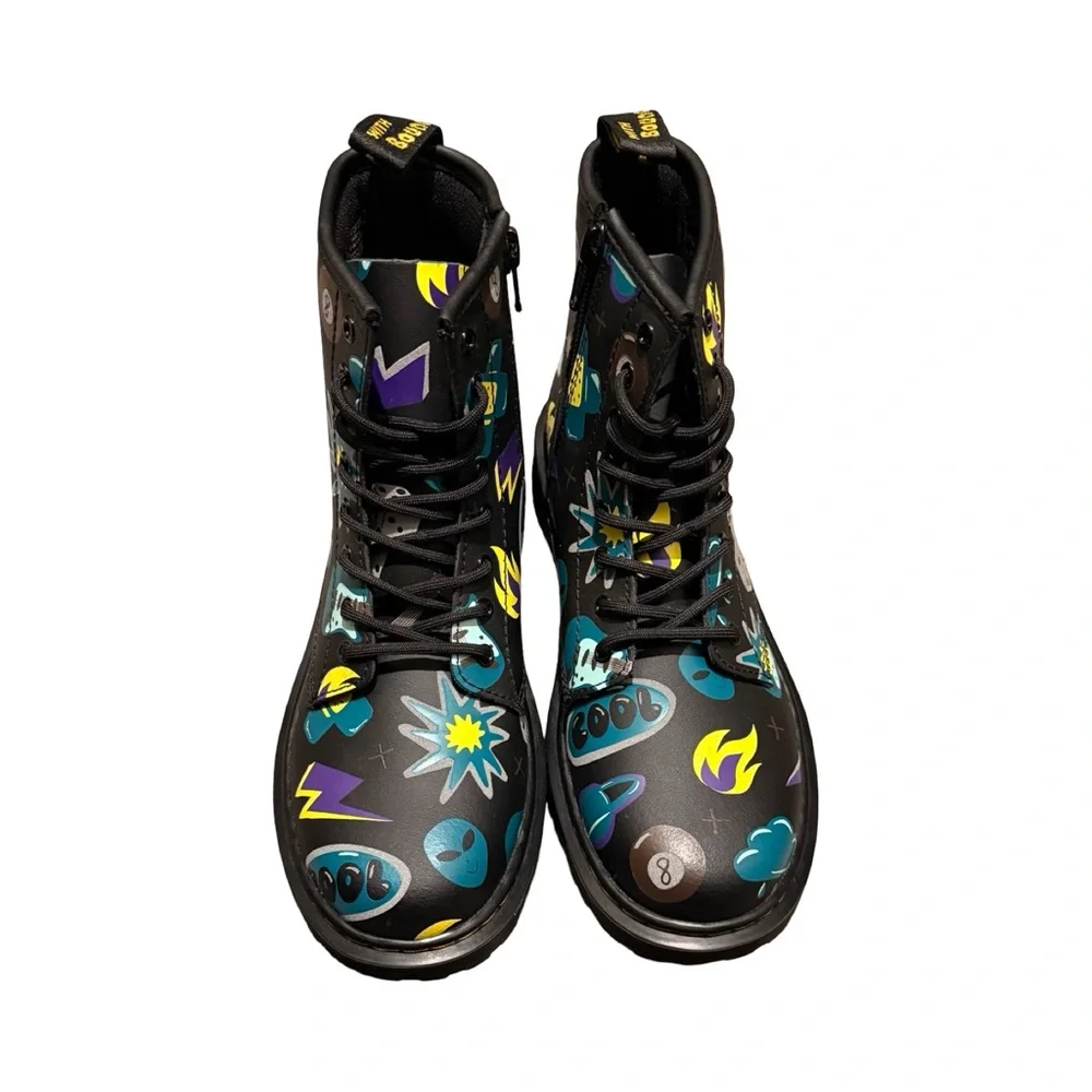 Dr.‎ Martens 1460 Junior Sticker Print Hydro Leather Zip Boots US 5 NWT